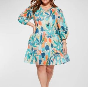 NIC+ZOE Citrus Grove Floral-Print Shift Dress size 1X New NWT